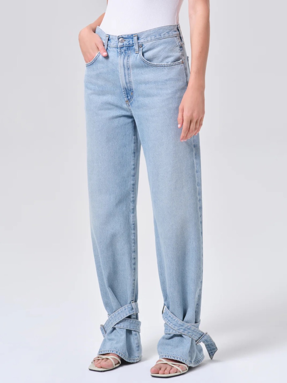 AGOLDE Cinched Hem Loose Taper Jeans Light Wash Size 27